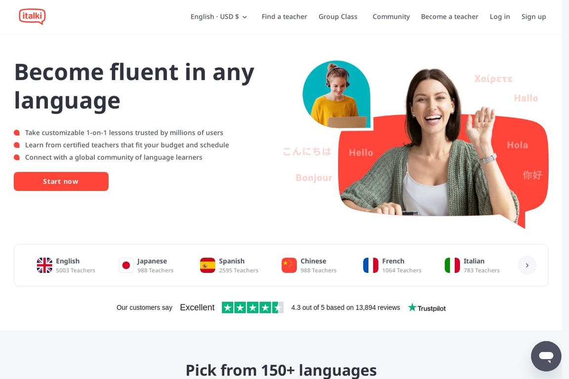 Italki.com homepage
