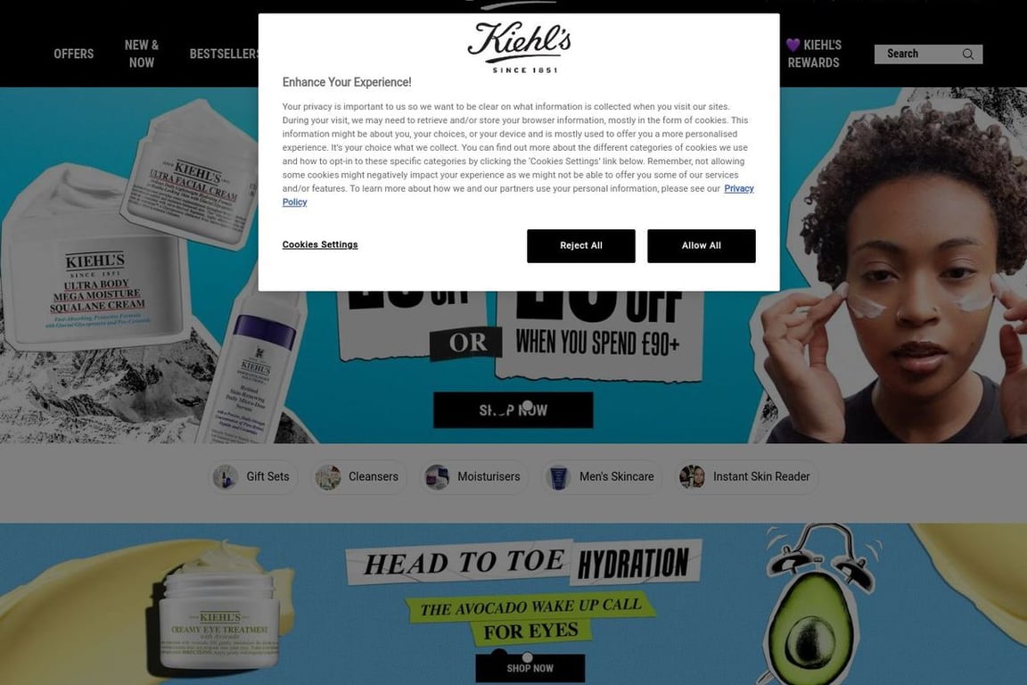 Kiehl’s UK homepage