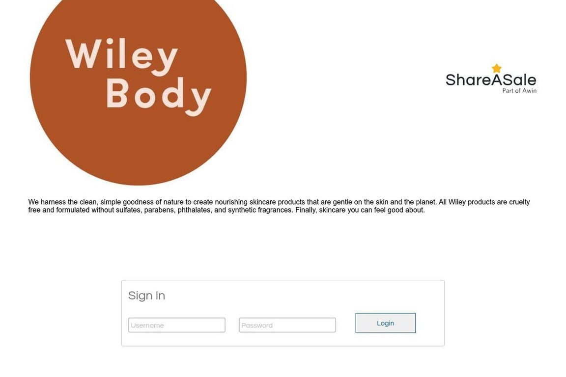 Wiley Body affiliate program signup page
