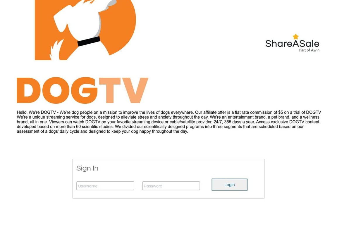 DOGTV affiliate program signup page