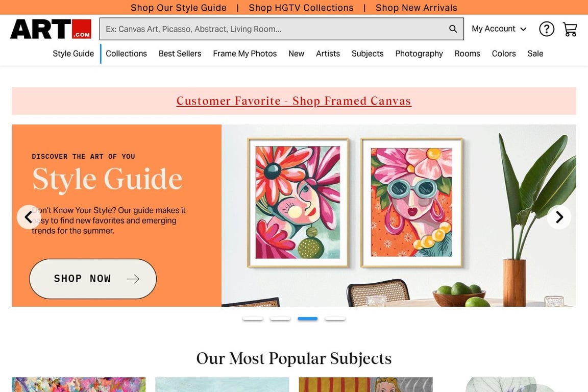 Art.com homepage