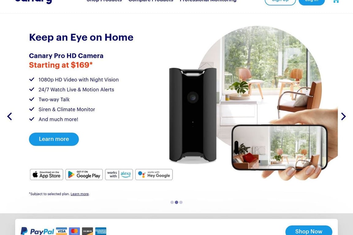 Canary homepage