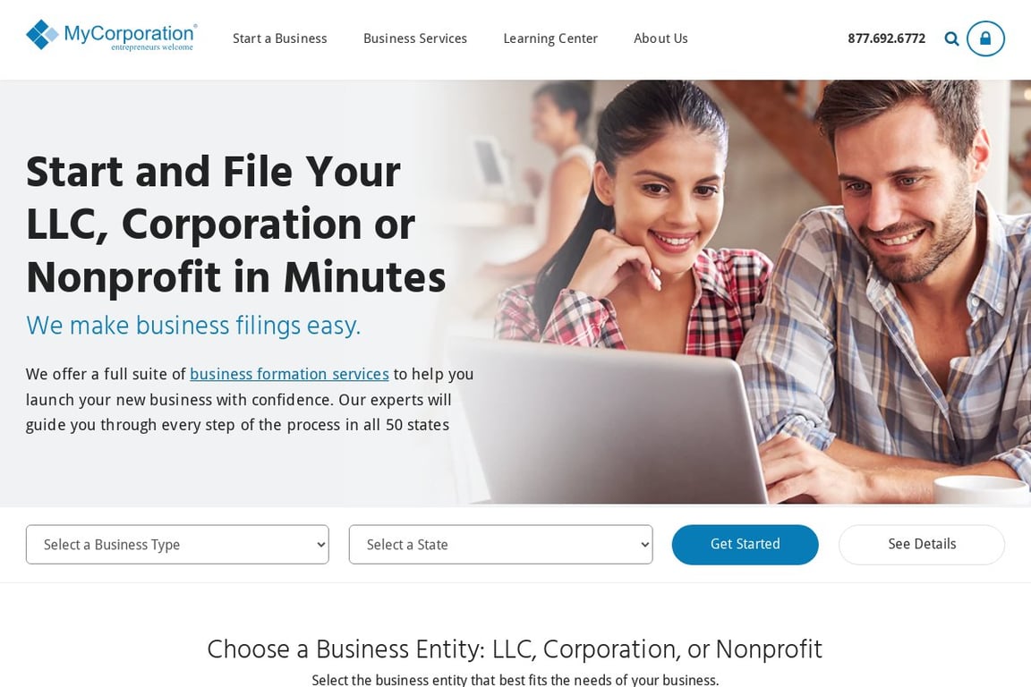 My Corporation Preferred homepage