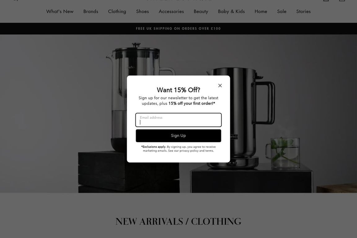 Oxygen Boutique homepage