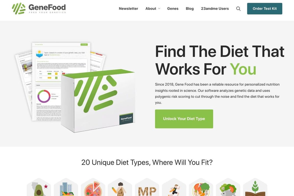 Gene Food homepage