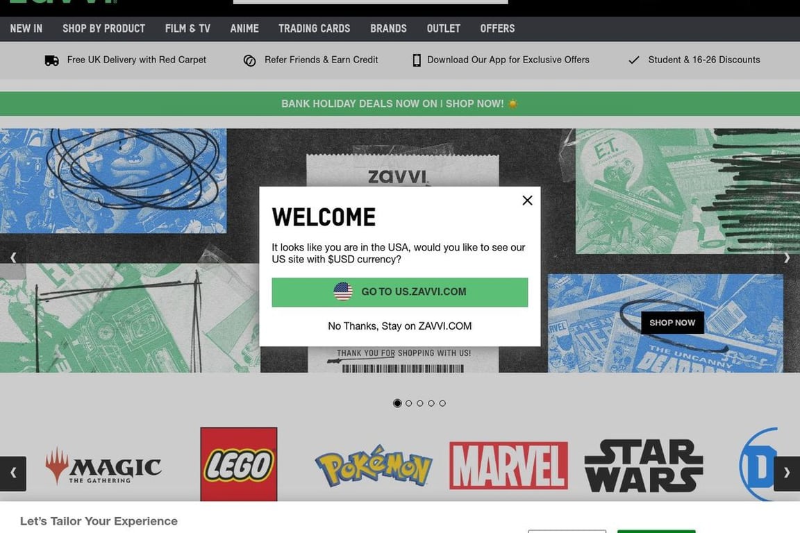 Zavvi UK homepage