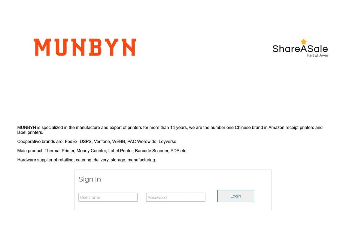 Munbyn affiliate program signup page