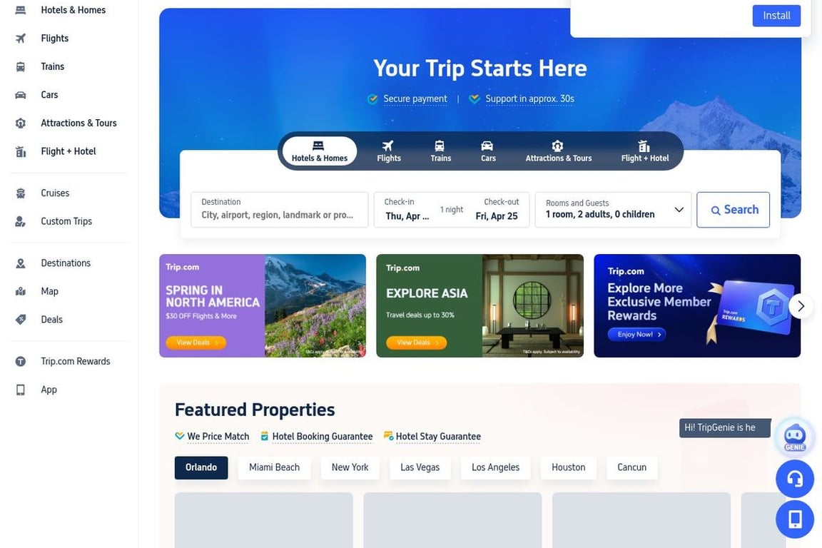 Trip.com homepage