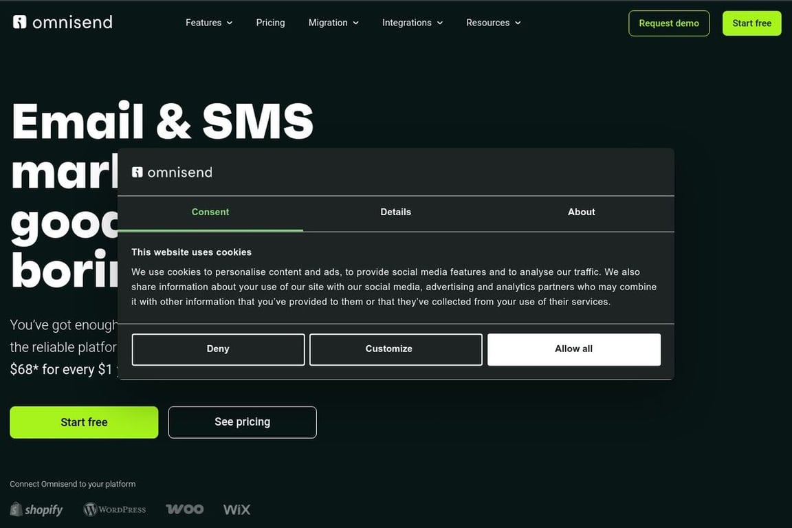 Omnisend homepage