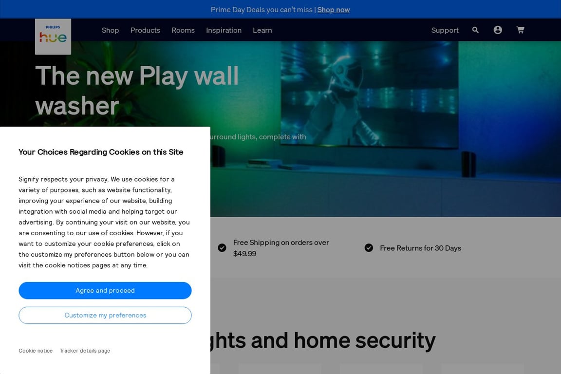 Philips Hue homepage