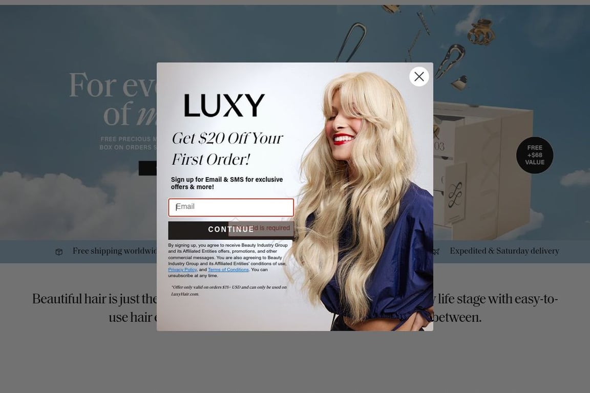 Luxy Hair homepage