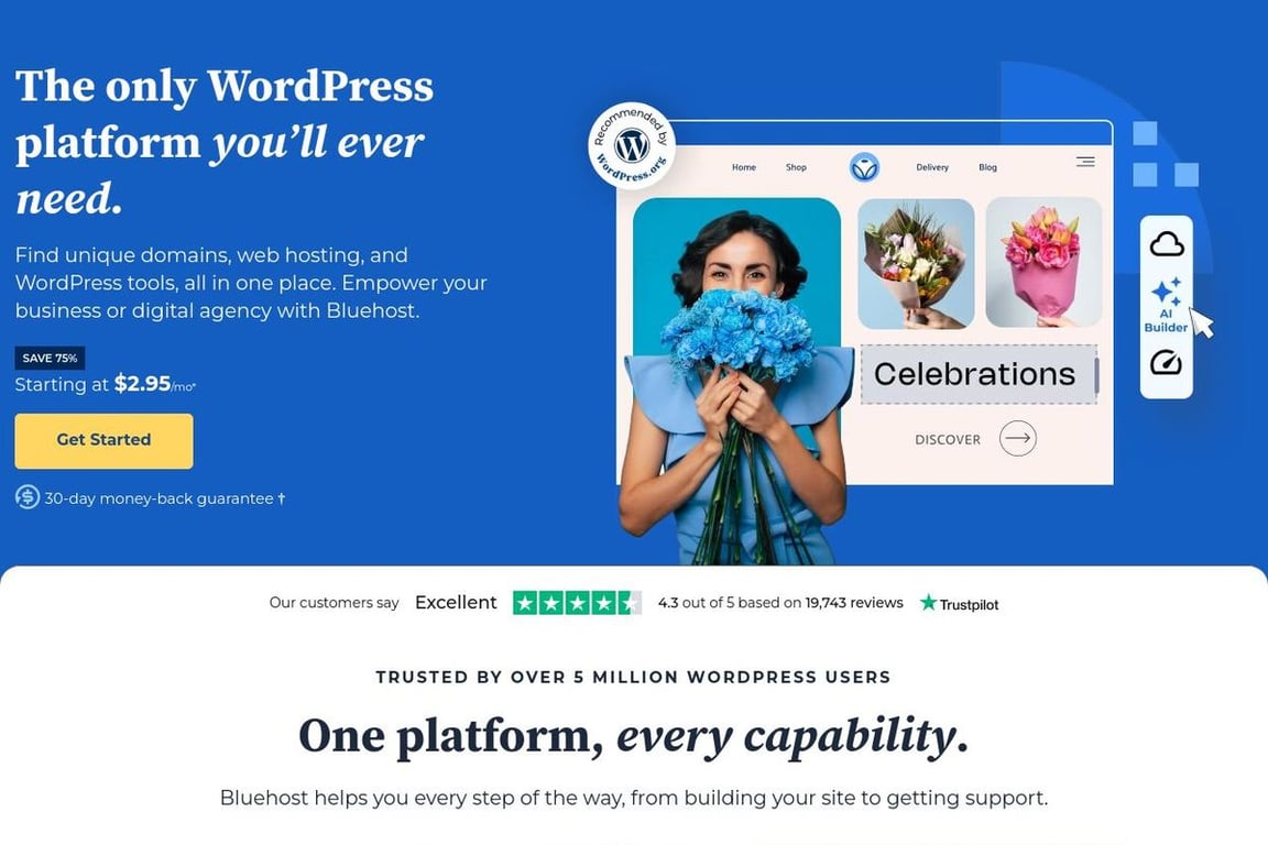 Bluehost homepage