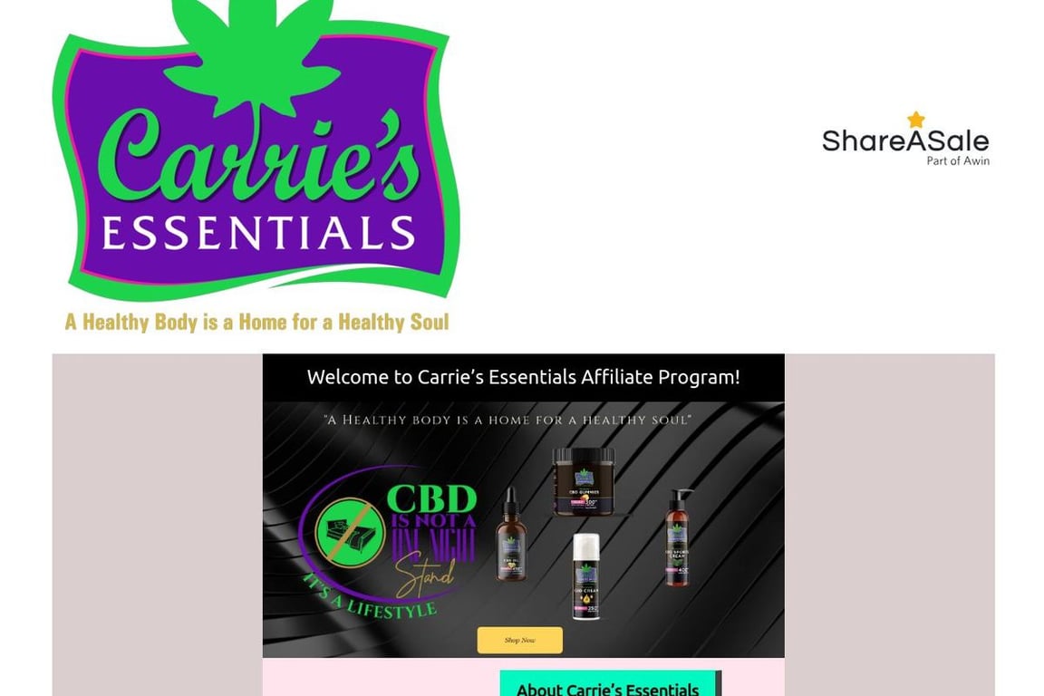 Carrie’s Essentials affiliate program signup page