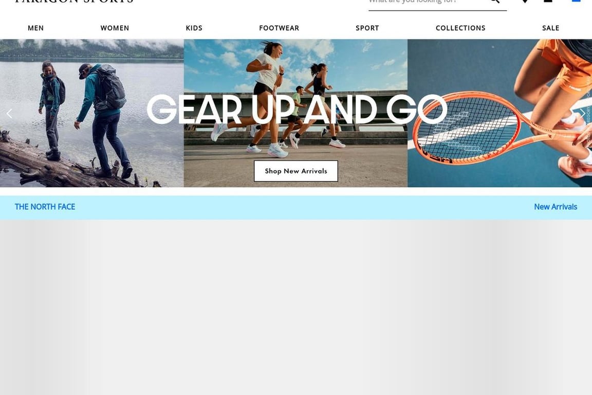 Paragon Sports homepage