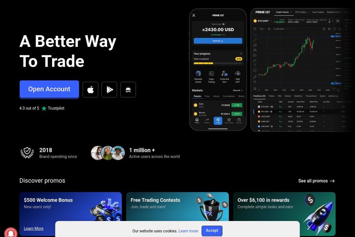 PrimeXBT homepage