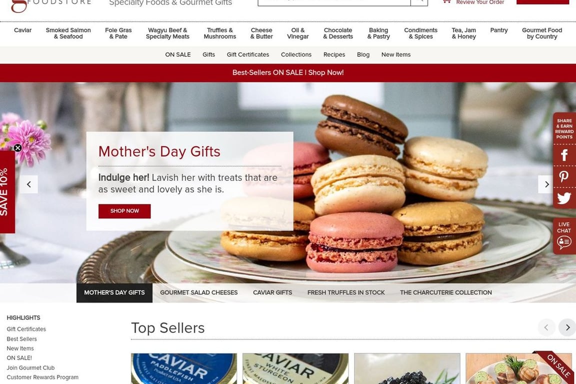 Gourmet Food Store homepage