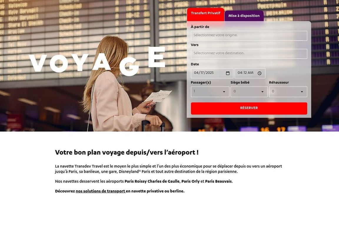 SuperShuttle Paris homepage