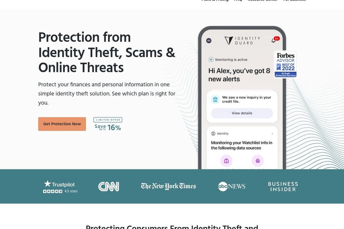 Identity Guard homepage