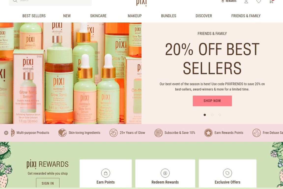 Pixi Beauty homepage