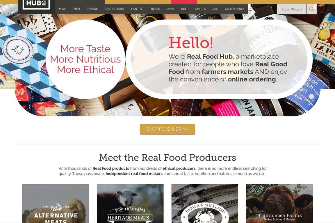Real Food Hub homepage