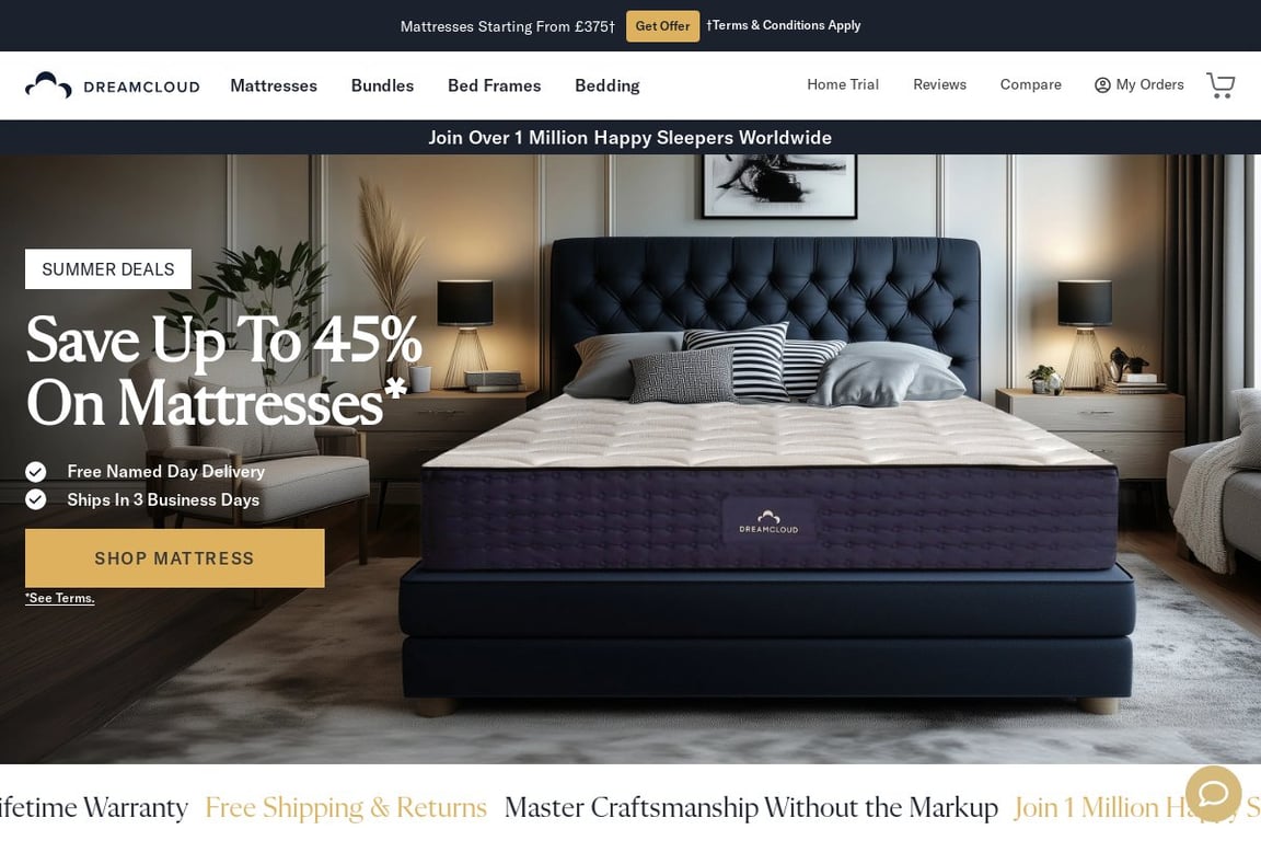 DreamCloud UK homepage