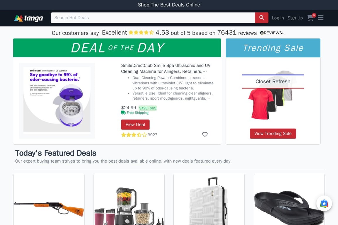 Tanga.com homepage
