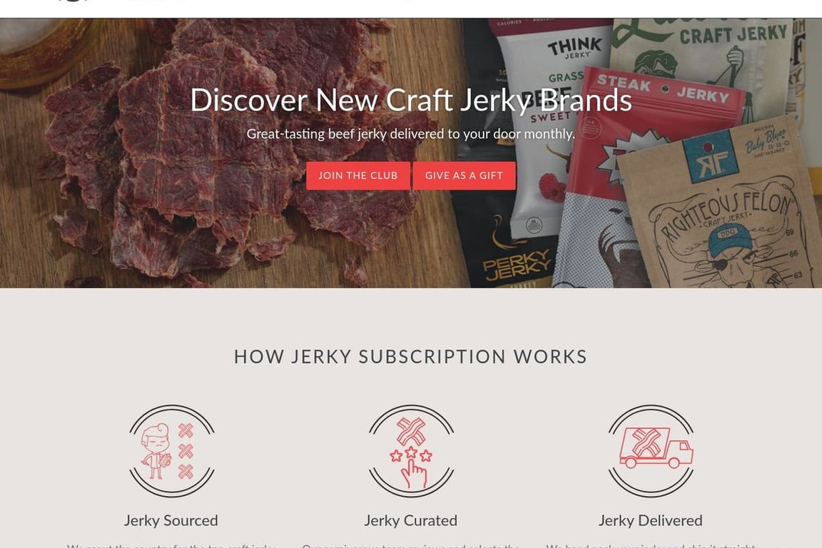Jerky Subscription homepage