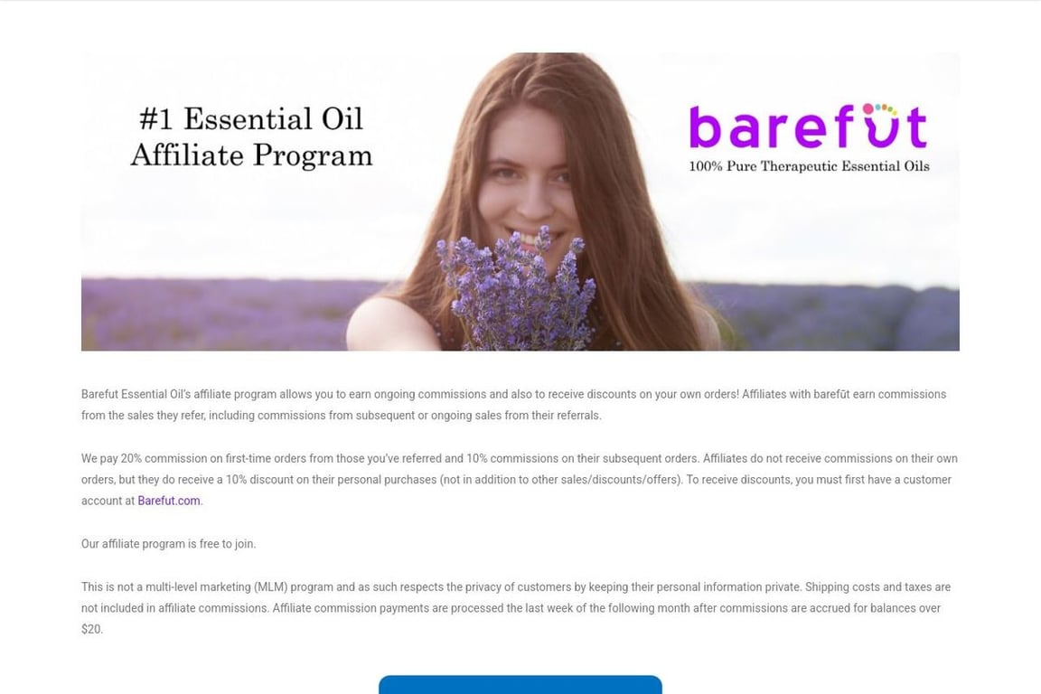 Barefut affiliate program signup page