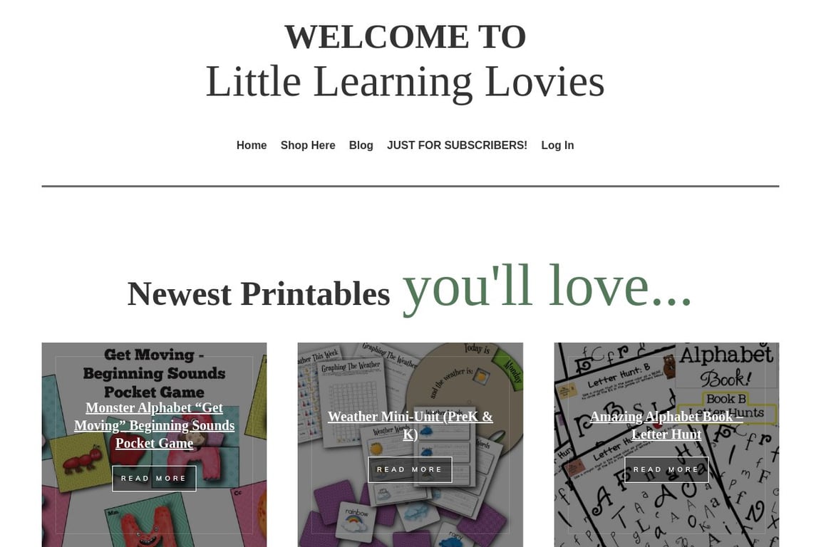Little Learning Lovies homepage