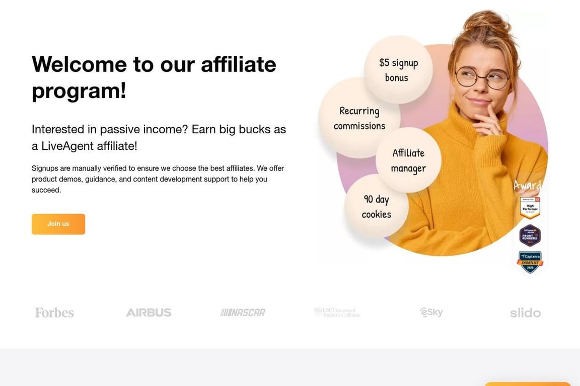 LiveAgent affiliate program signup page
