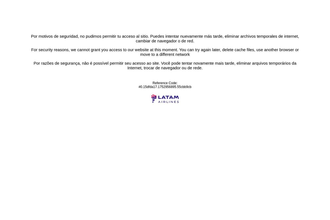 LAN Airlines homepage