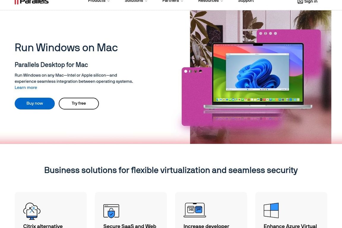 Parallels homepage