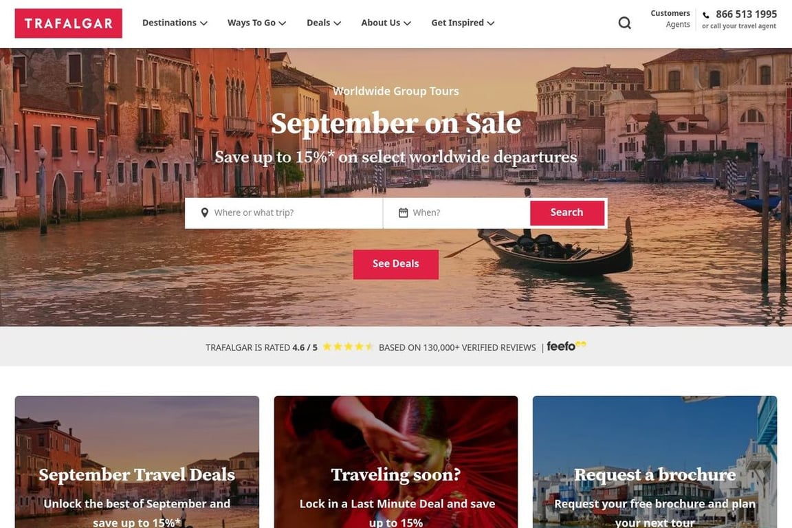 Trafalgar homepage