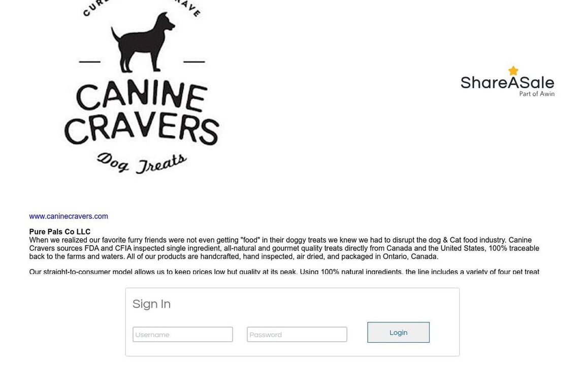 Canine Cravers affiliate program signup page