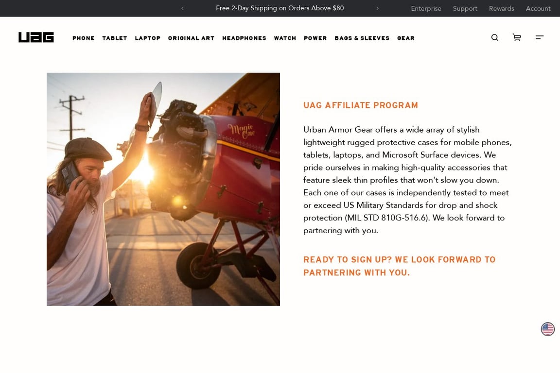 Urban Armor Gear affiliate program signup page