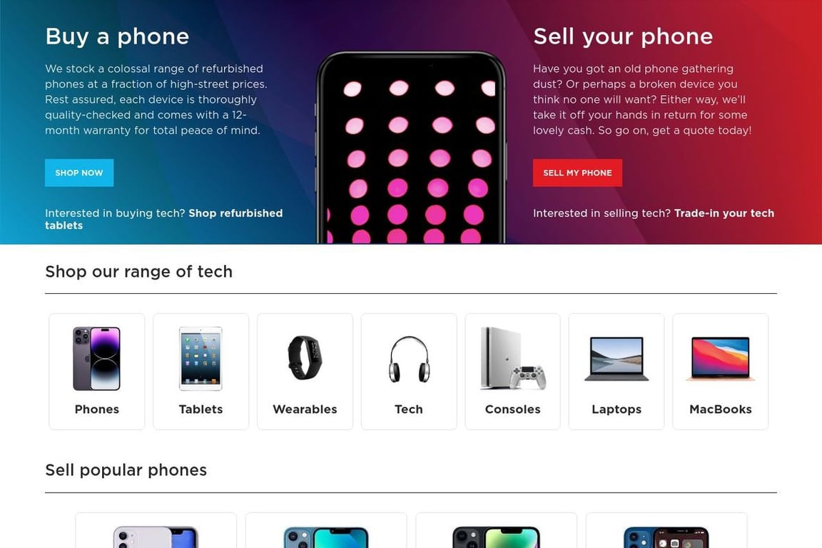 Envirofone Trade In homepage