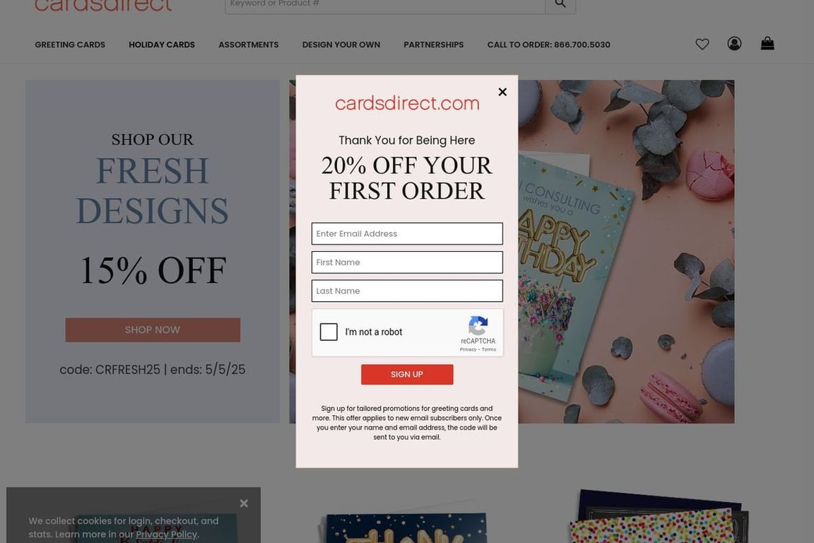 CardsDirect homepage