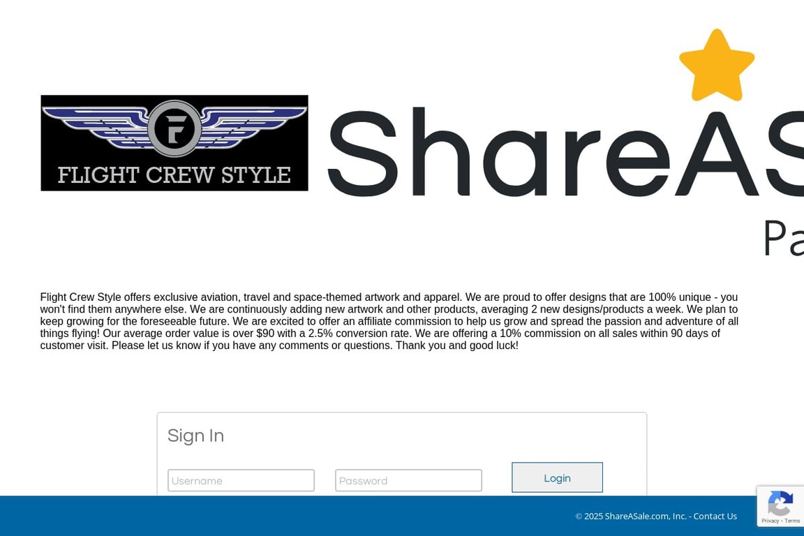 Flight Crew Style affiliate program signup page