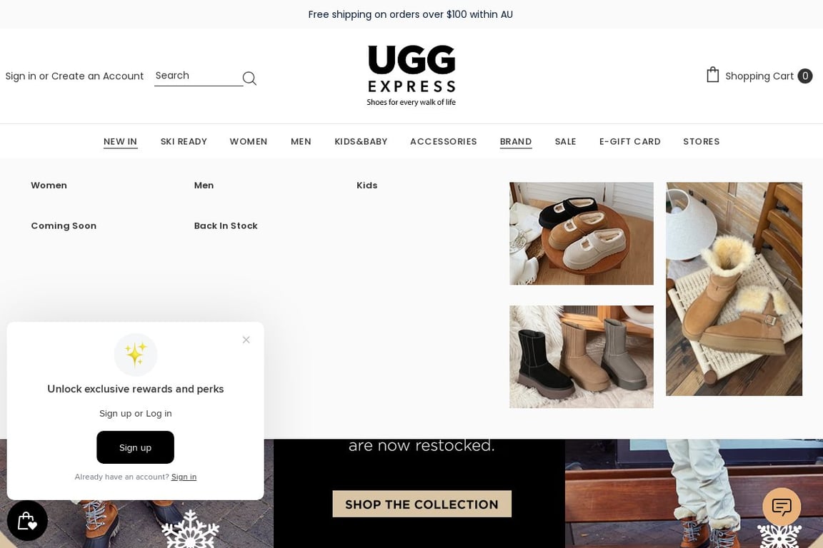 Ugg Express AU homepage