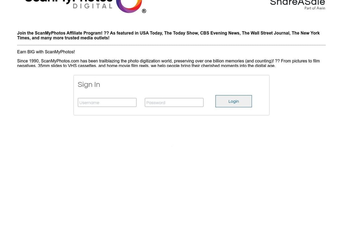 ScanMyPhotos affiliate program signup page
