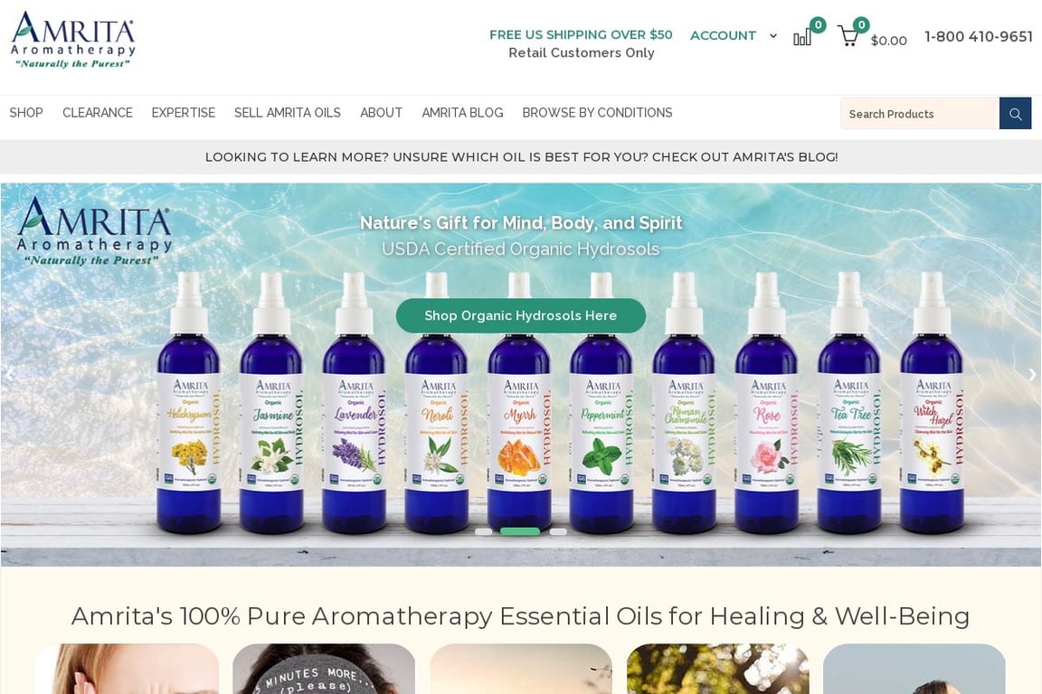 Amrita Aromatherapy homepage