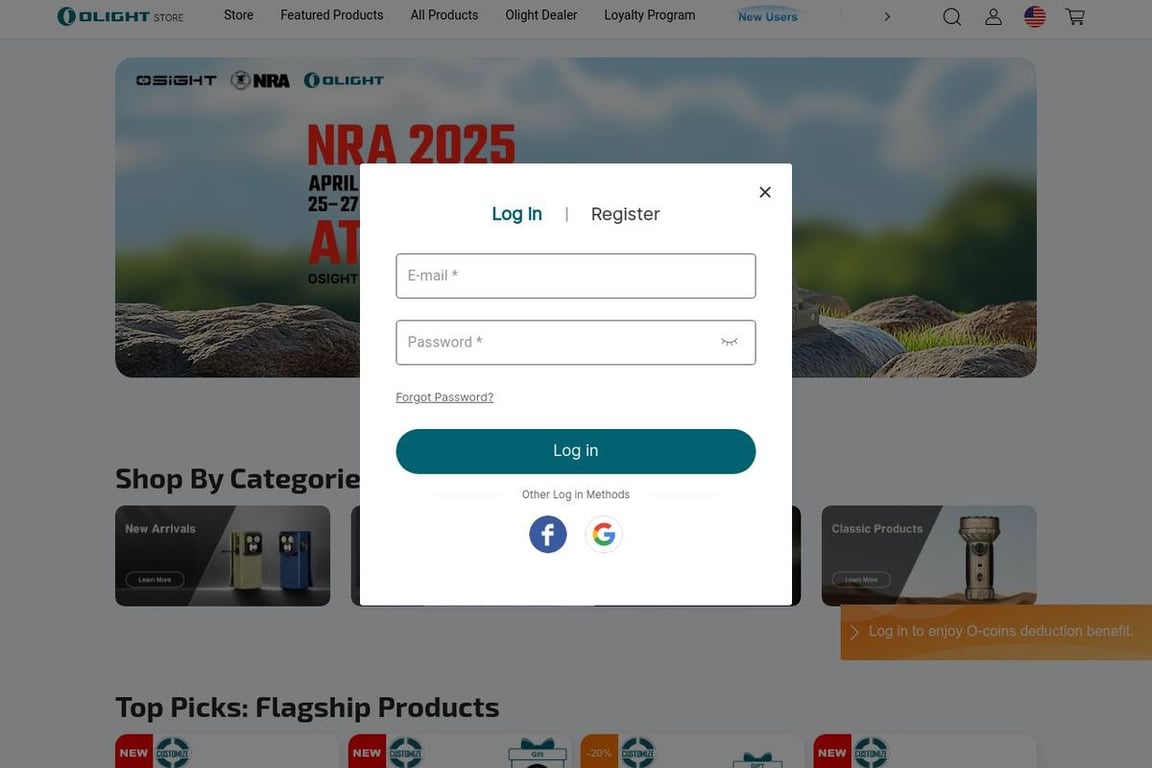 Olight USA homepage