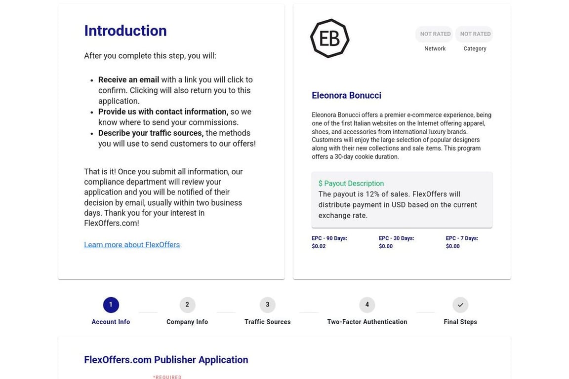 Eleonora Bonucci affiliate program signup page