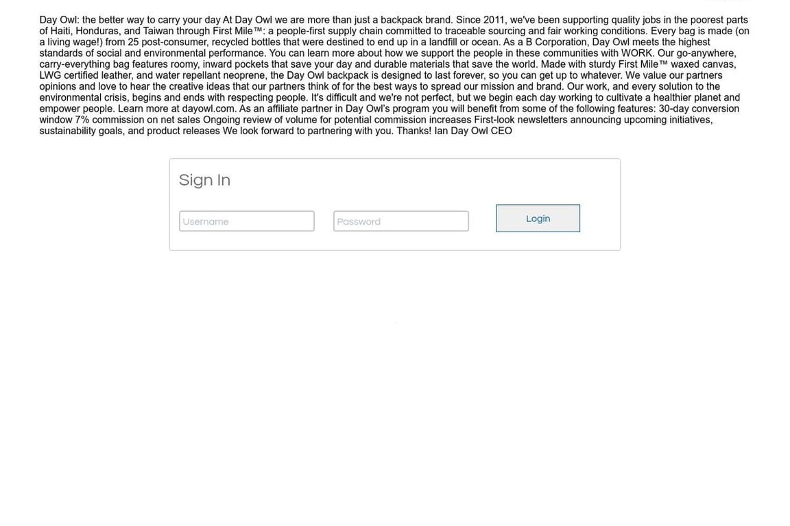 Day Owl affiliate program signup page