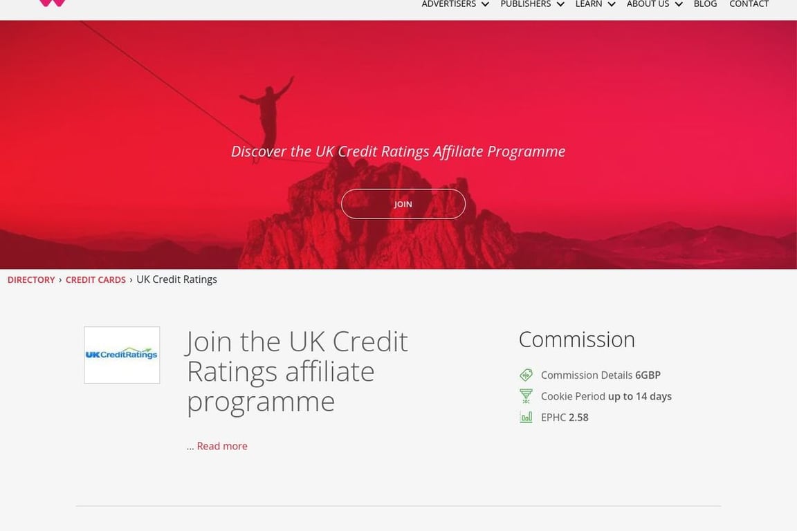 UK Credit Ratings affiliate program signup page