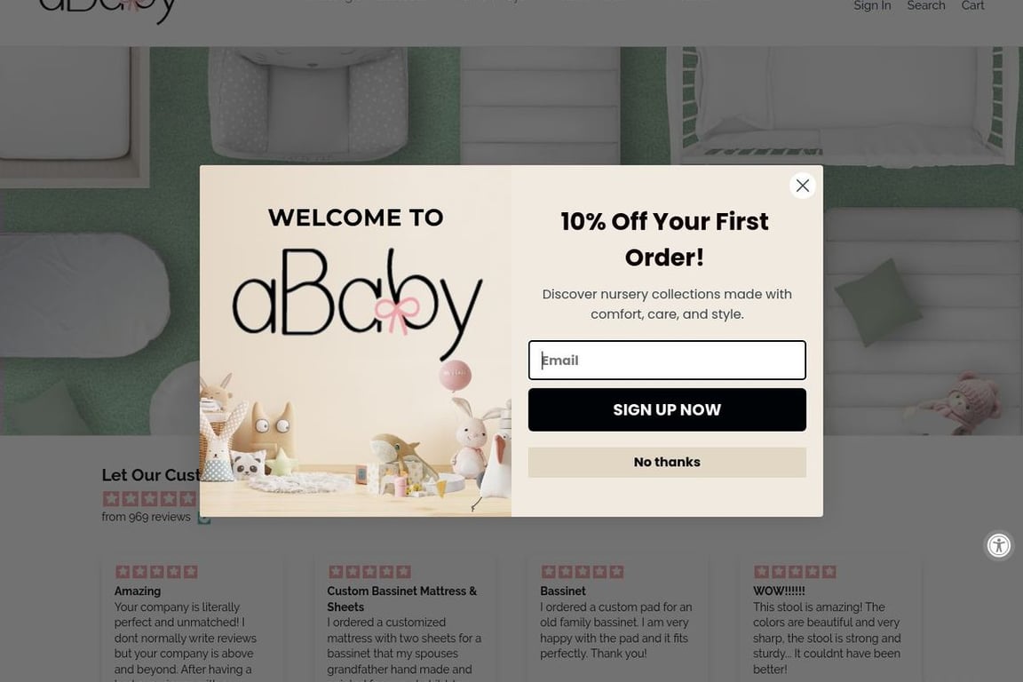 ABaby.com homepage