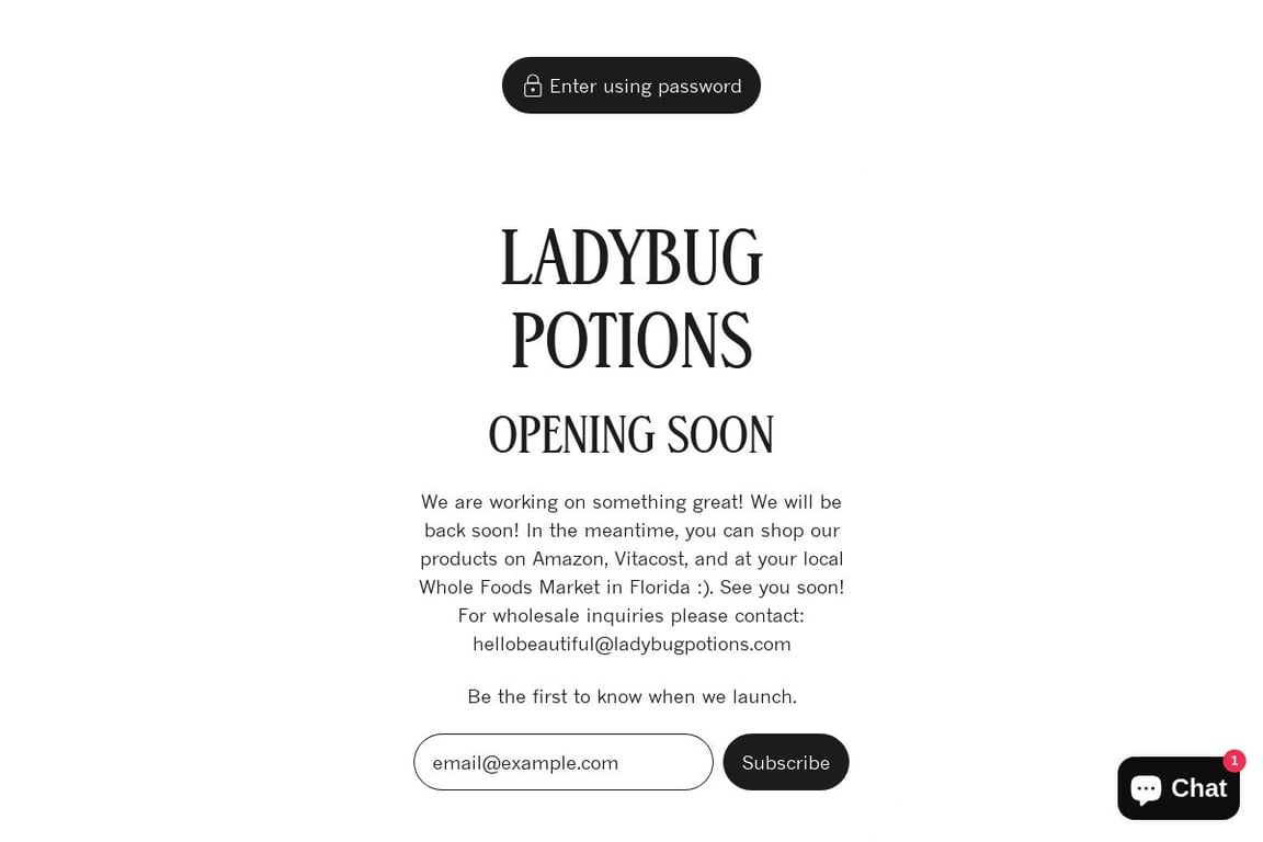 Ladybug Potions homepage