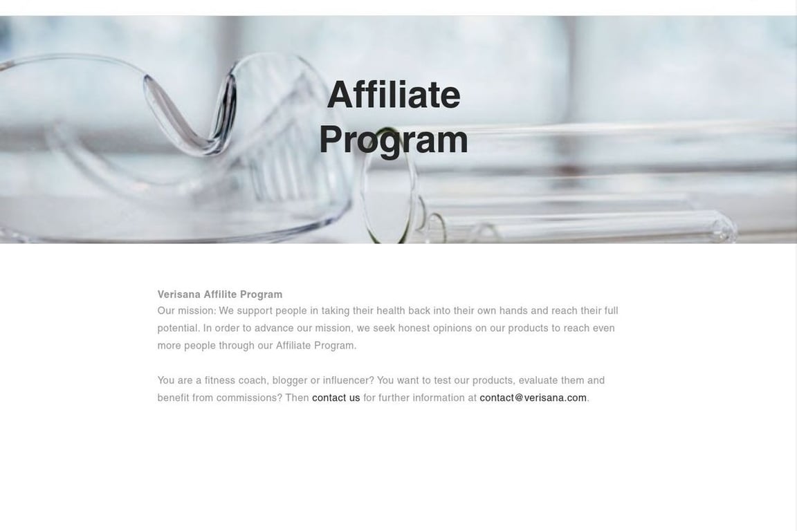 Verisana Lab affiliate program signup page