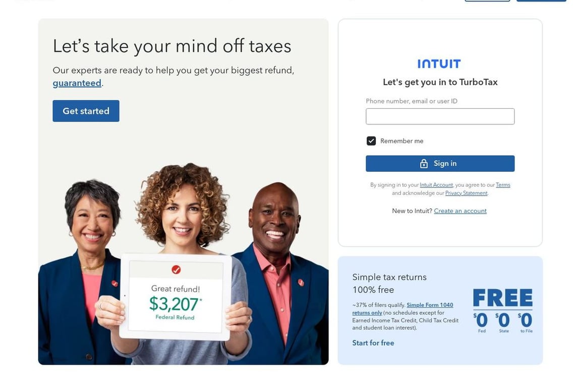 TurboTax homepage