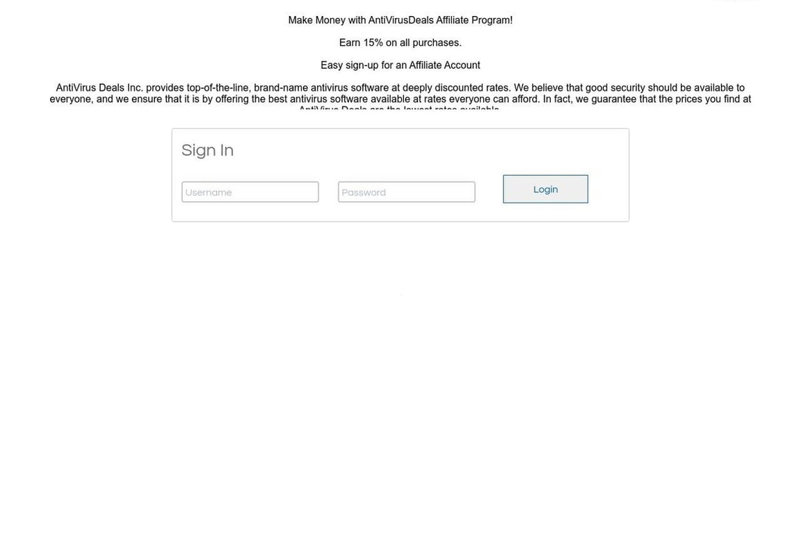 AntivirusDeals affiliate program signup page